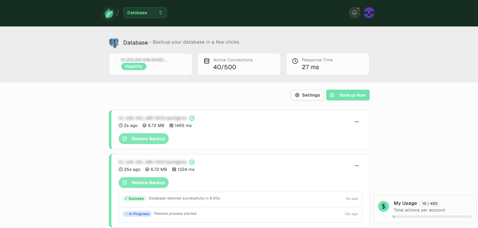 Backup system preview